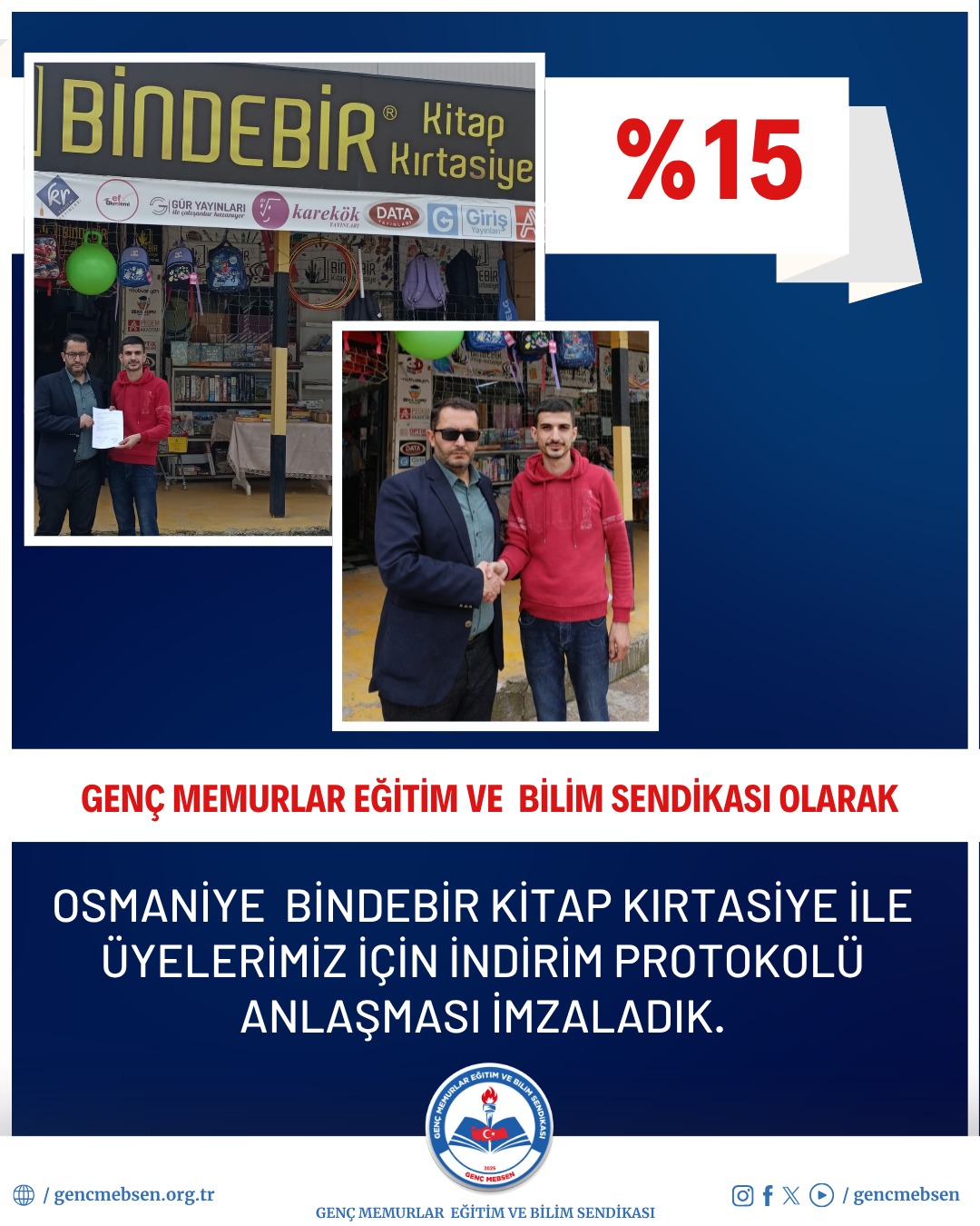 Bindebir Kitap Kırtasiye İle Üyelerimiz İçin % 15 İndirim Protokolü Anlaşması İmzaladık